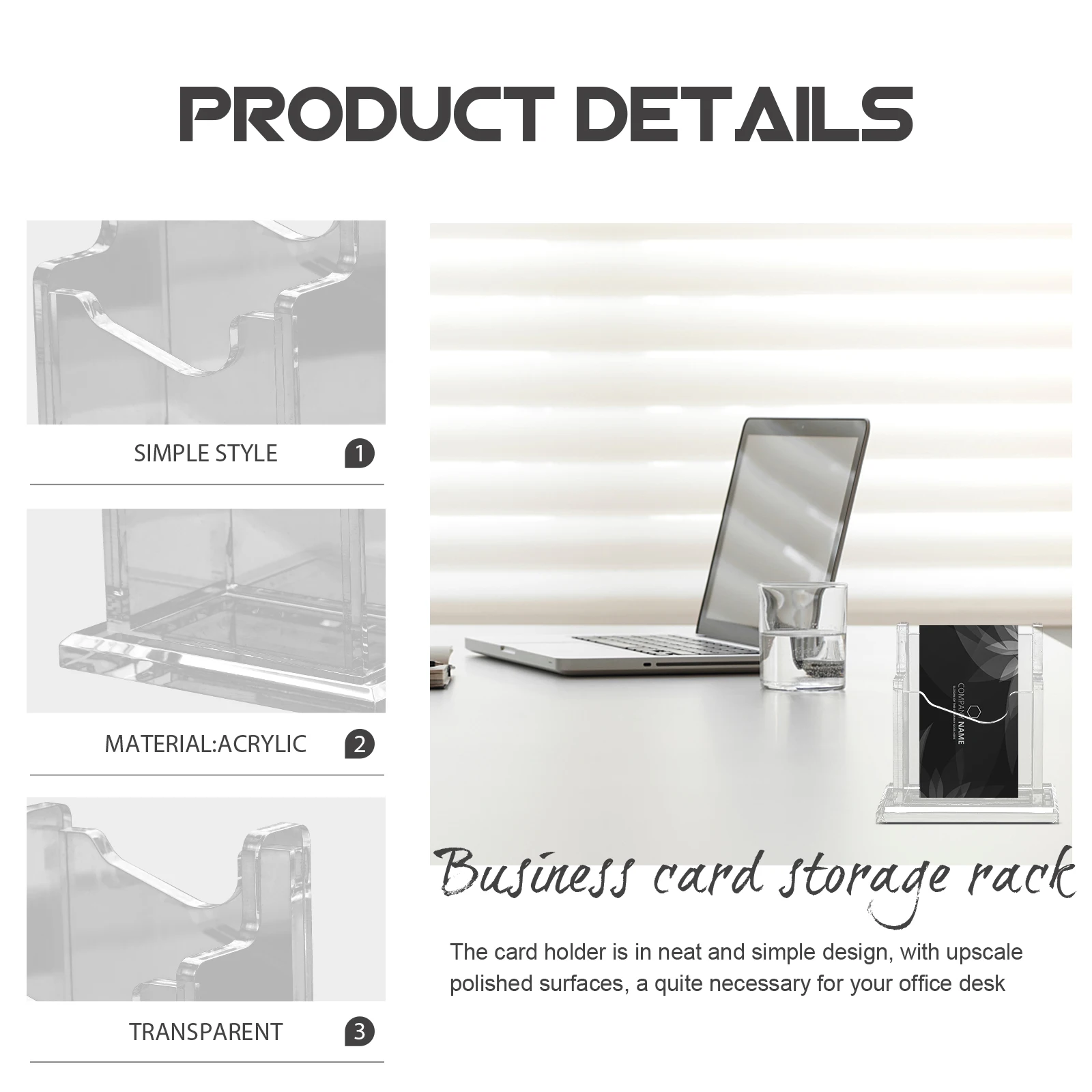 

Transparent Business Card Holder Acrylic Desktop Stand Thick Base Office Cards Organizer Storage Box Cards Holder for Office