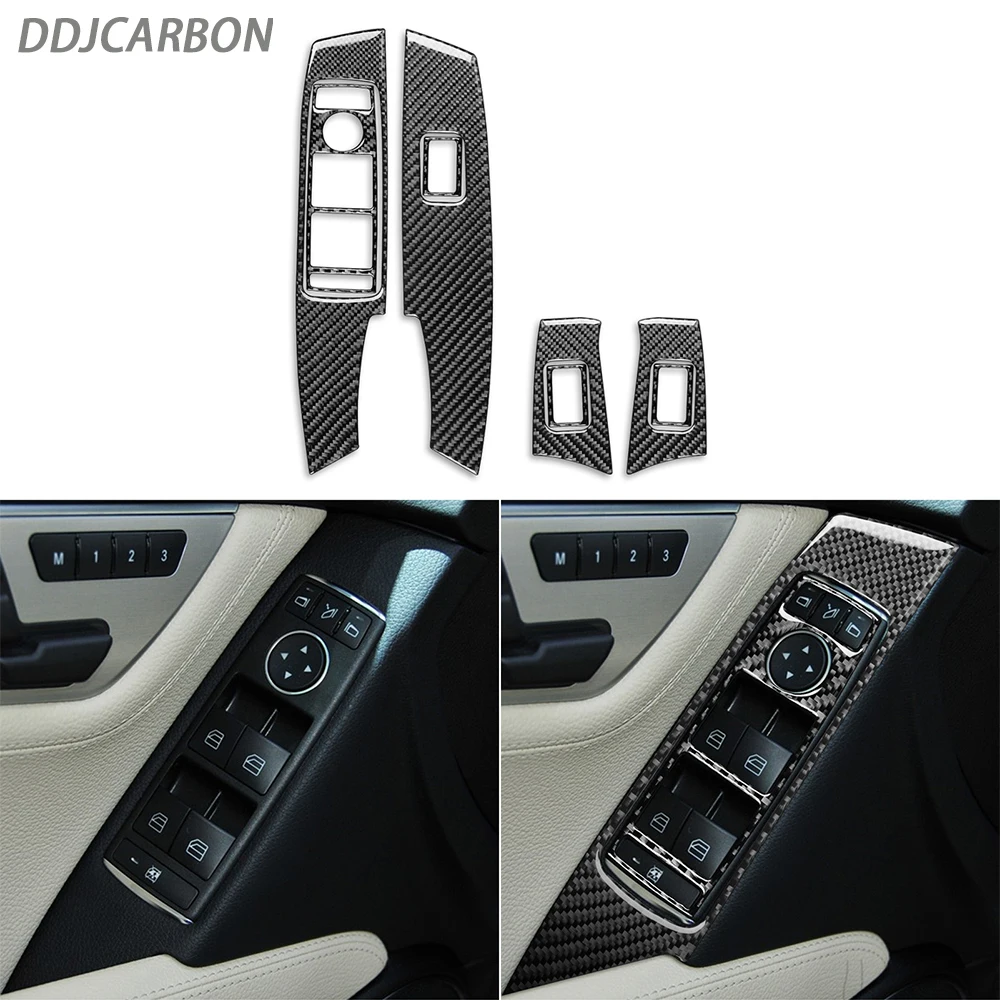 

For Benz W204 2012-2014 Real Carbon Fiber Car Accessories Door Lift Control Panel Cover Trim Suit Interior Sticker Modification