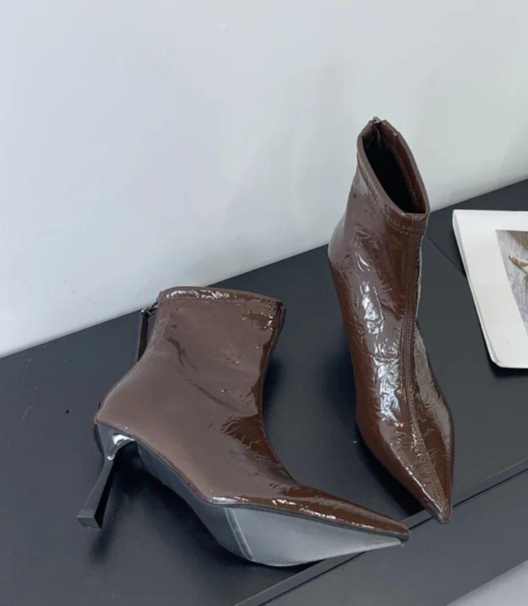 

AIYKAZYSDL 2022, осенние ботильоны из искусственной кожи, женские винтажные короткие ботильоны со морщинами, офисная женская уличная обувь на тонком каблуке