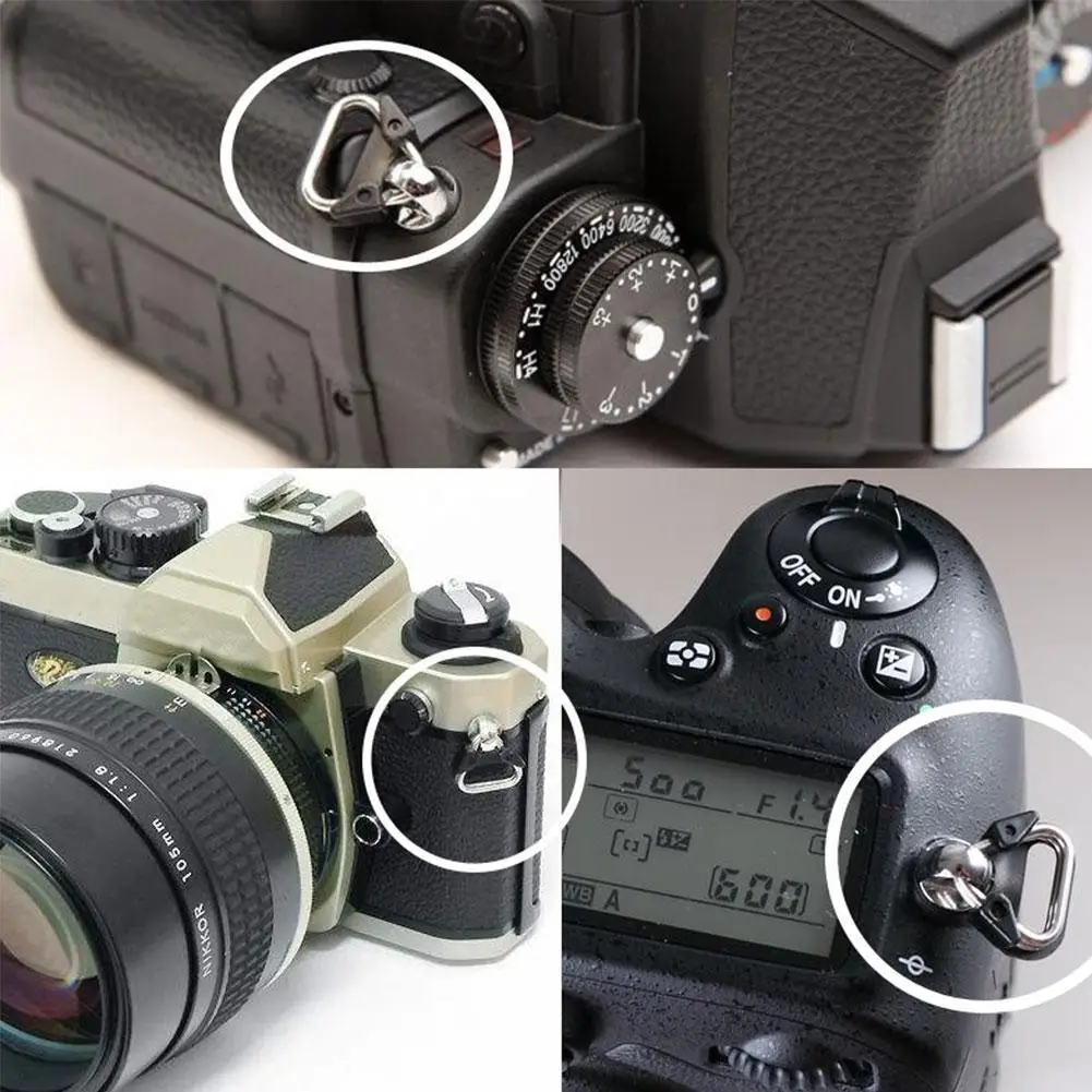 2Pcs Steel Triangle Split Lug Camera Strap with Plastic Cap for Belt Hook Lanyard for Camera Shoulder Strap