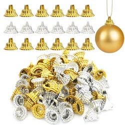100pc Gold Sliver Round Christmas Ornament Caps Hanger Strings Replacement Xmas Tree Ball Plastic Cap For New Year Home Diy