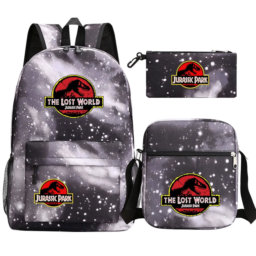 Jurassic Park World Dinosaur Girl Boy Kids Book zaino borsa a tracolla per scuola per studenti borsa a matita 3 pezzi Set zaino per adolescenti