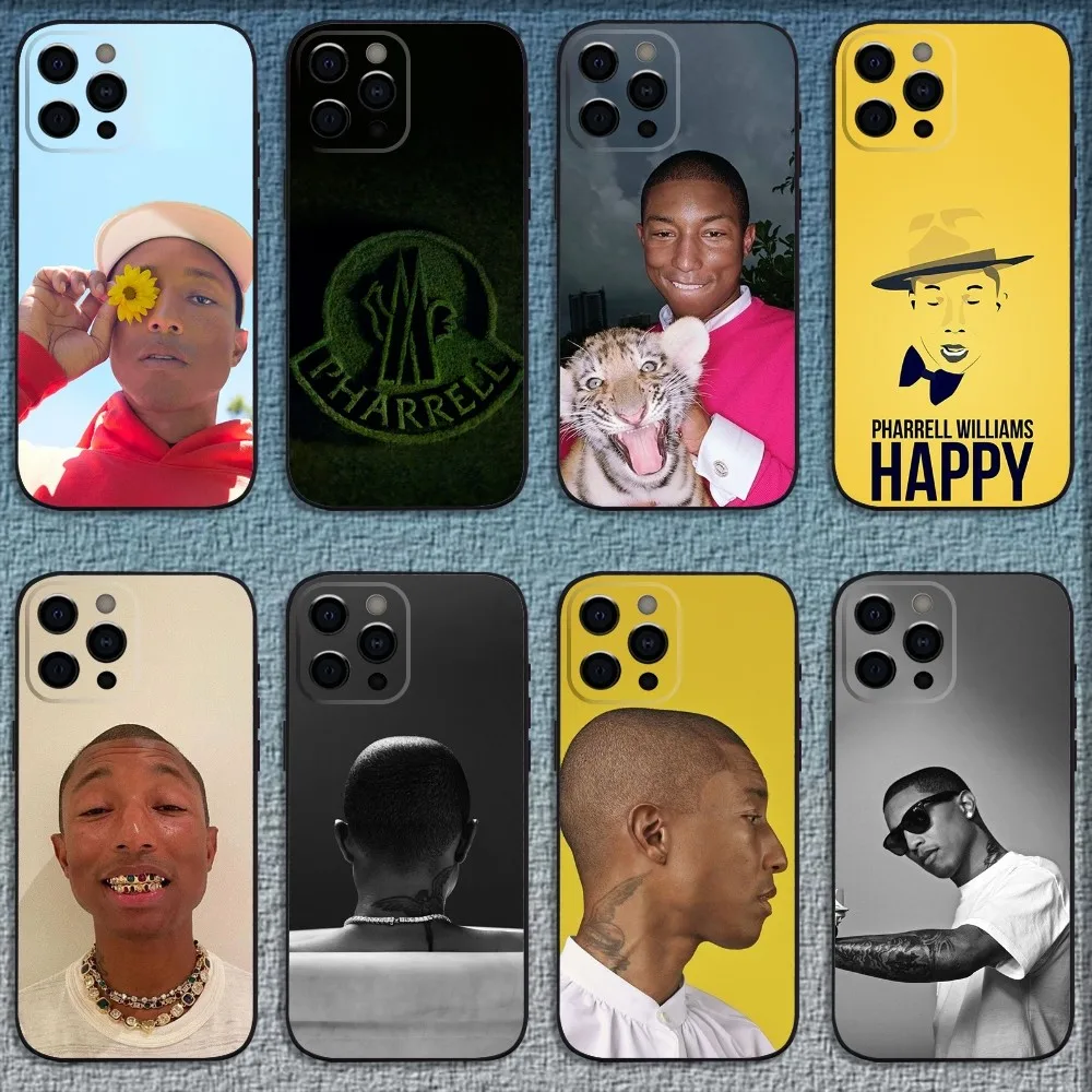 Rapper P-Pharrell W-Williams Phone Case For iPhone 16,15,14,13,12,11,Pro,X,XS,Max,XR,Plus,Mini Soft Black Cover