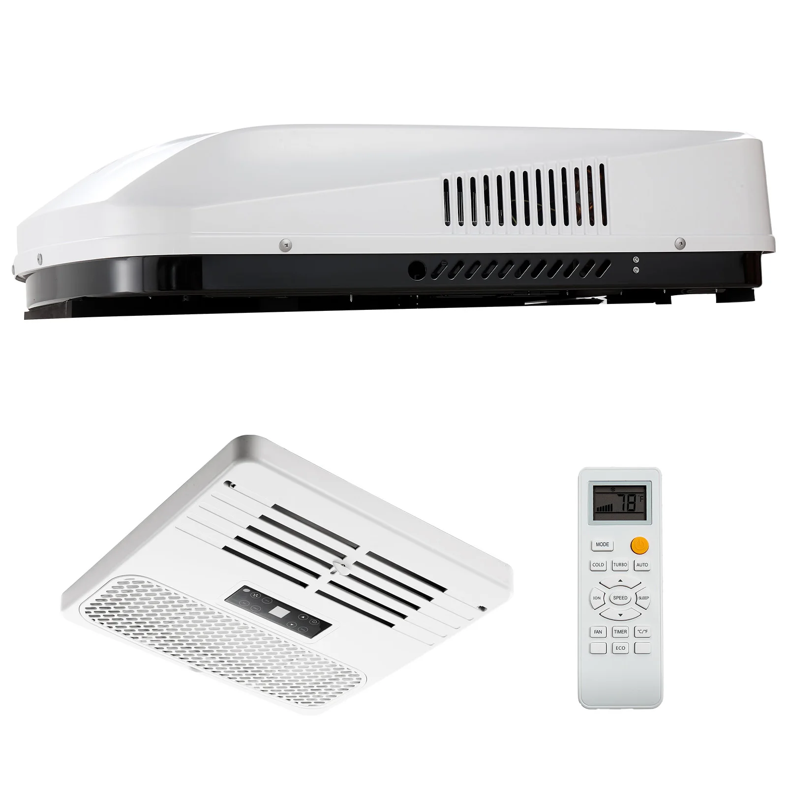 SucceBuy RV Air Conditioner 15000BTU RV AC Unit with Heat Pump & Cooling Variable Speed with ADB Button Control & Remote Control