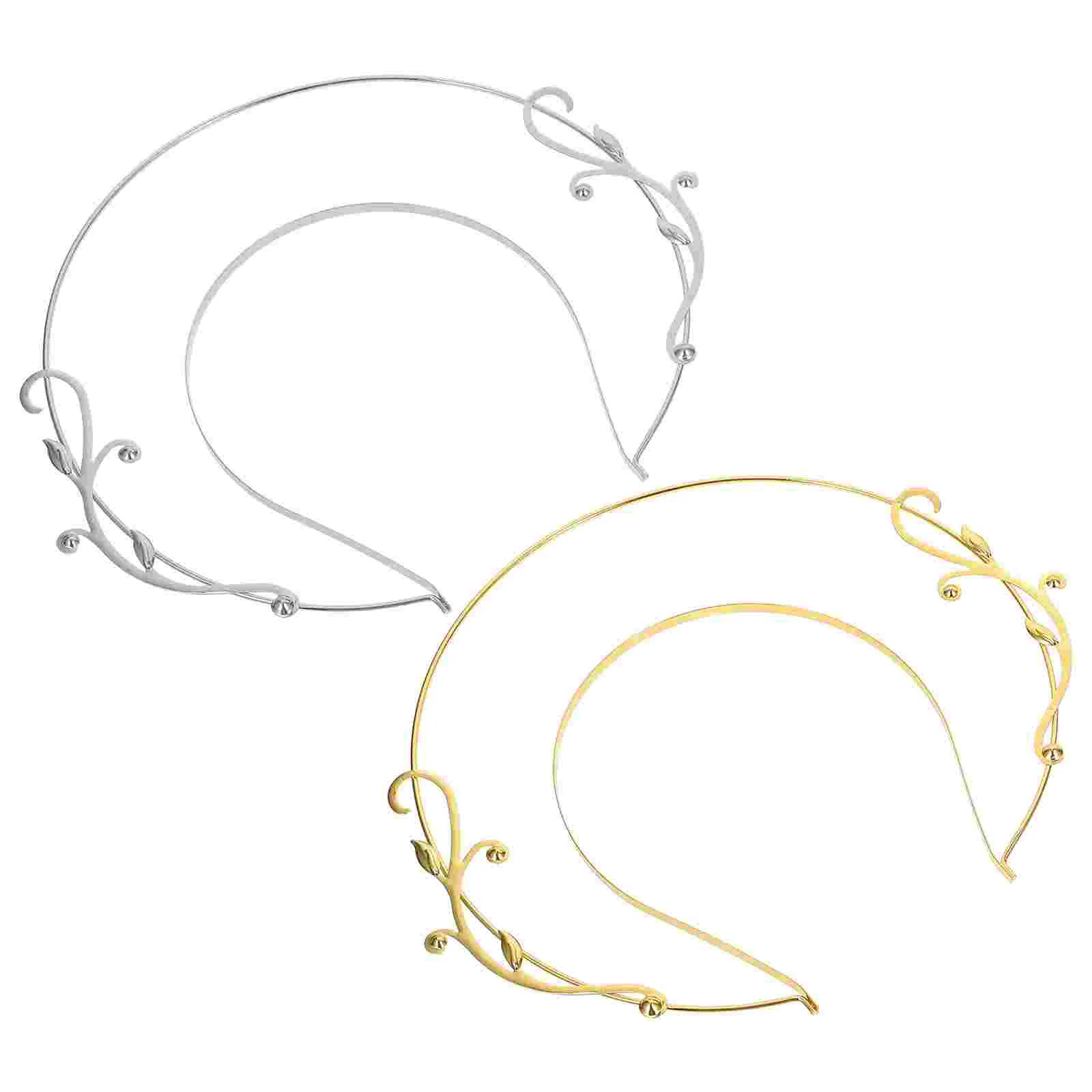 

2 Pcs Photo Headpiece Headband Hair Ties Stylish Hairband Fashion Bridal Headbands Zinc Alloy Golden