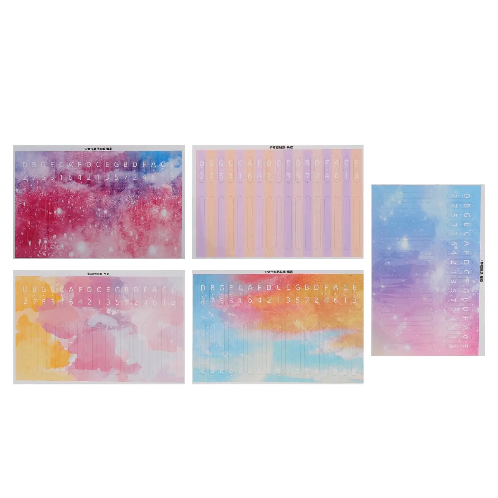 

5Pcs Kalimba Stickers for Beginner 17Keys Colorful Scale Training Notes Reusable Percussion Instrument Decorations Keyboard