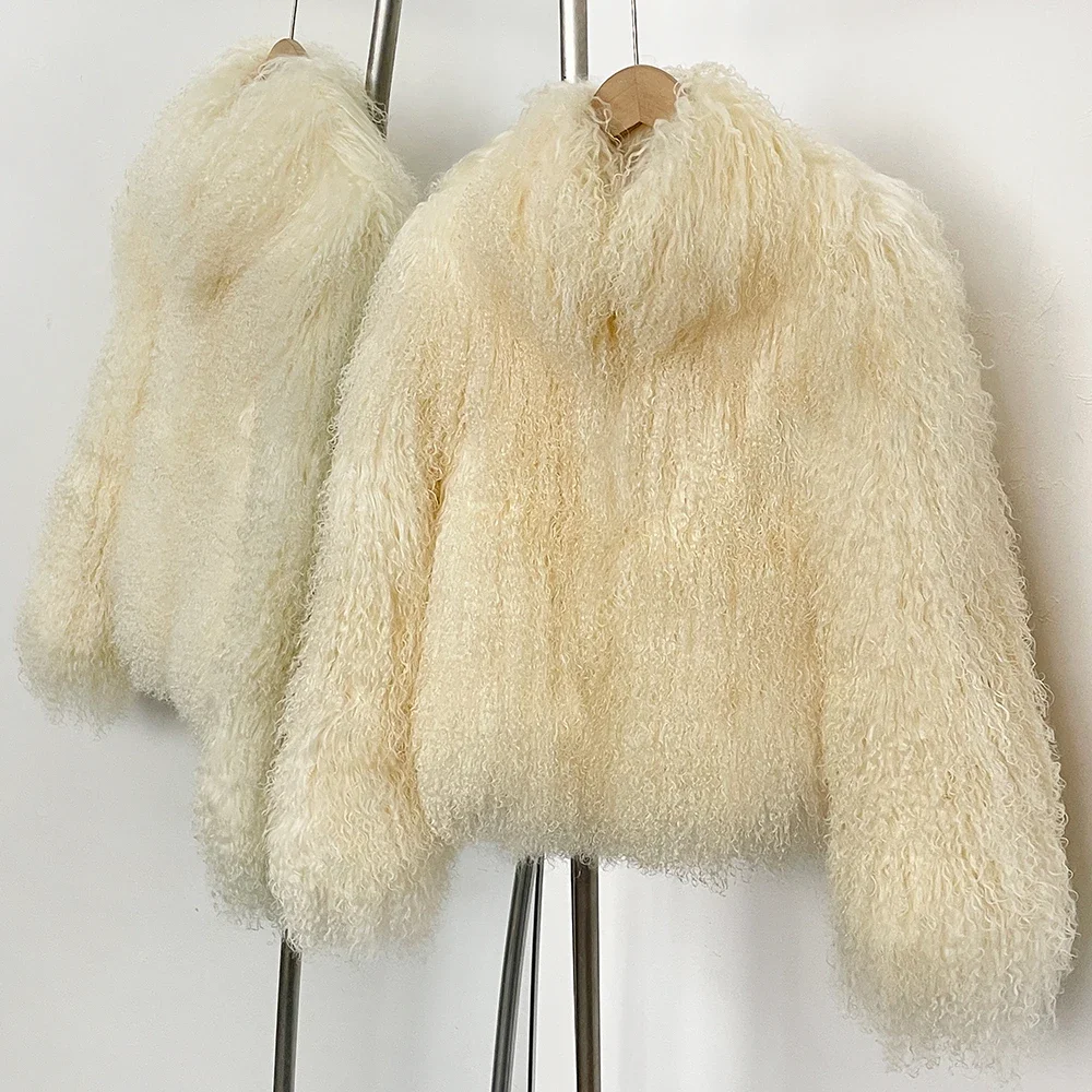 

OFTBUY Fur Coat Women Real Mongolia Sheep Fur Jacket Warm Autumn Winter Fashion Female Designer Thick Fur Outerwear Lady