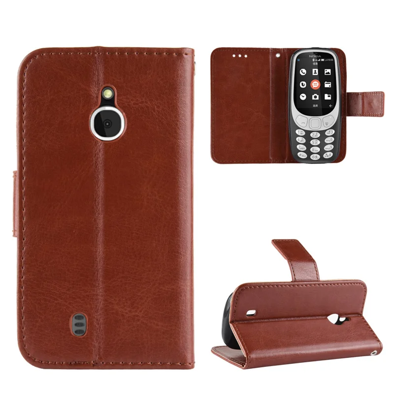 Para Nokia 3310 3G funda de cuero de lujo con tapa tipo billetera funda de teléfono para Nokia 3310 4G funda con función de soporte tarjetero