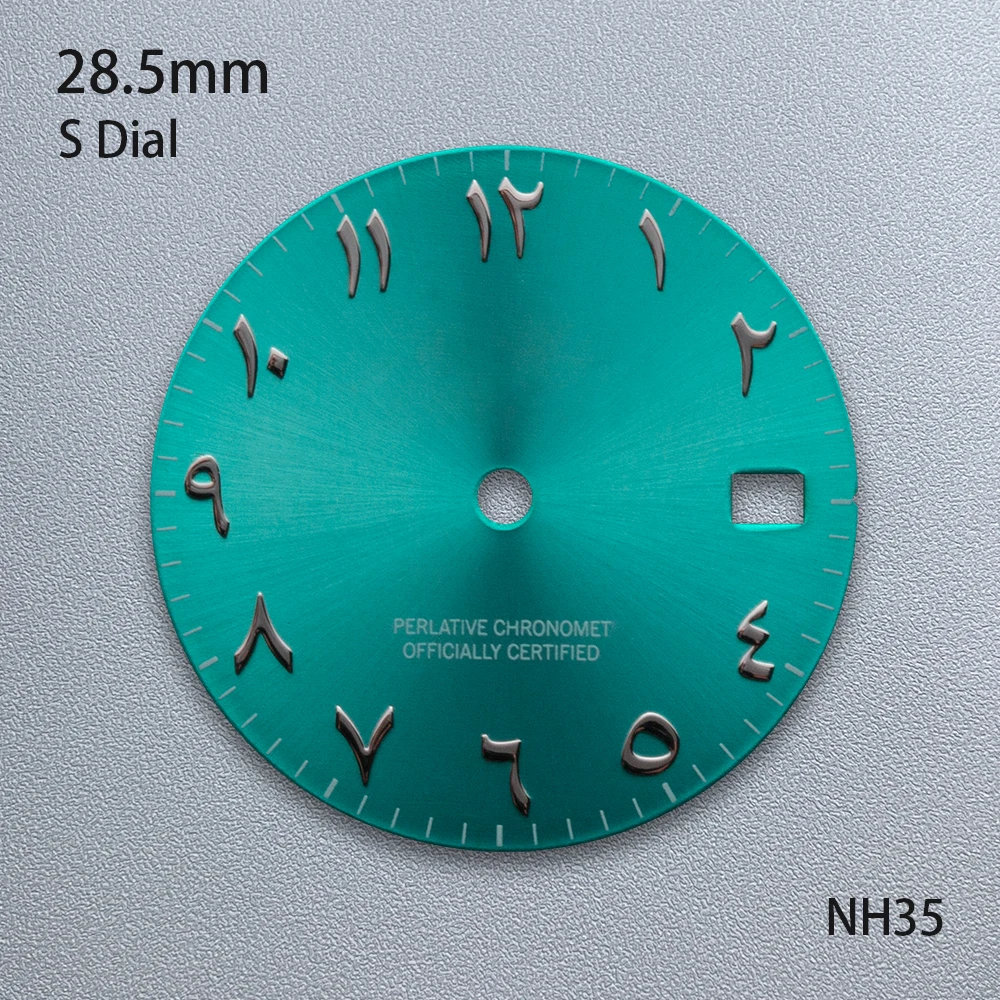 28.5mm logotipo s árabe sunray dial caber nh35/nh36 movimento automático japonês de alta qualidade dial relógio modificação acessórios