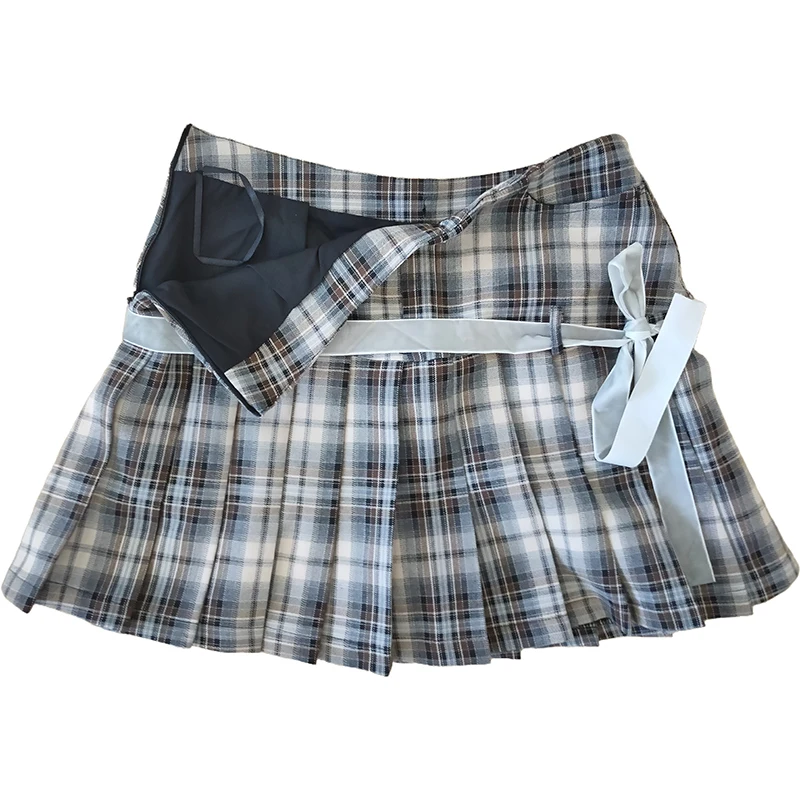 Harajuku Falten röcke für Mädchen Herbst Bogen Dekoration y2k a-Linie Mini Shorts Rock Plaid Frauen kleider