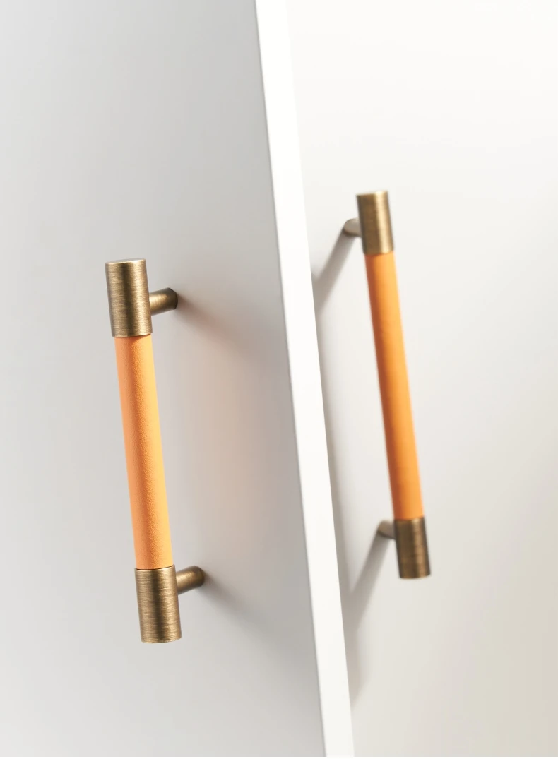 Dooroom Messing-Möbelgriffe mit Echtleder für Schränke, Kleiderschränke, Kommoden, Schuhschränke, Schubladen und Weinschränke – Großhandel – Detail 13