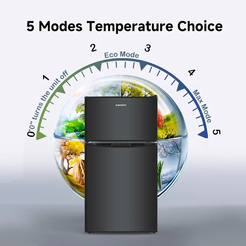 ثلاجة بانجسون صغيرة مع فريزر، ثلاجة صغيرة ببابين مع فريزر، ثلاجة صغيرة لغرفة النوم، 3.2 قدم مكعب، للمنزل والمكتب