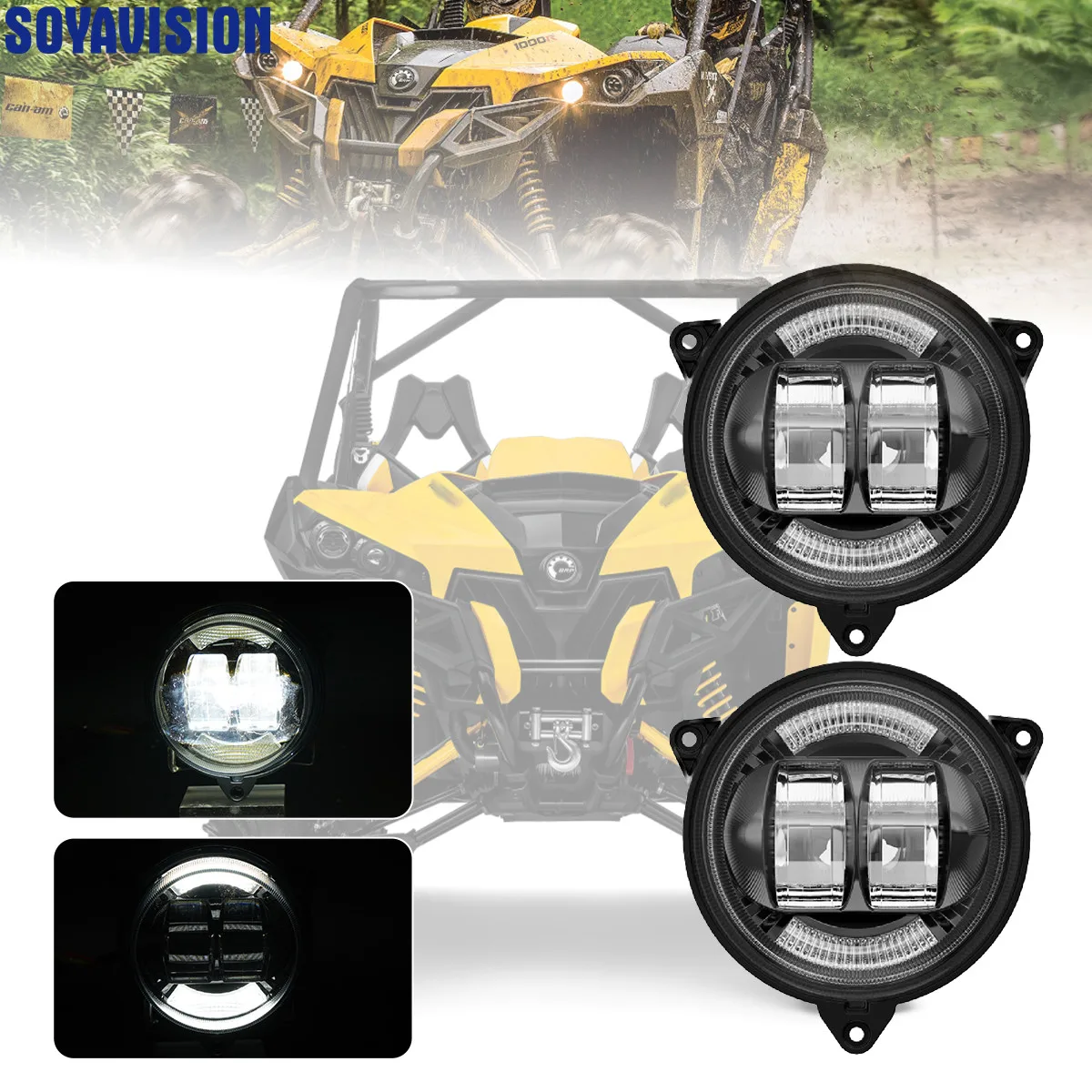 

1Pair Halo LED Low Beam Headlights ATV Front Head Lamps DRL For Can-Am Outlander 500 650 800 850 1000 XMR STD XT XT-P 2012-2022