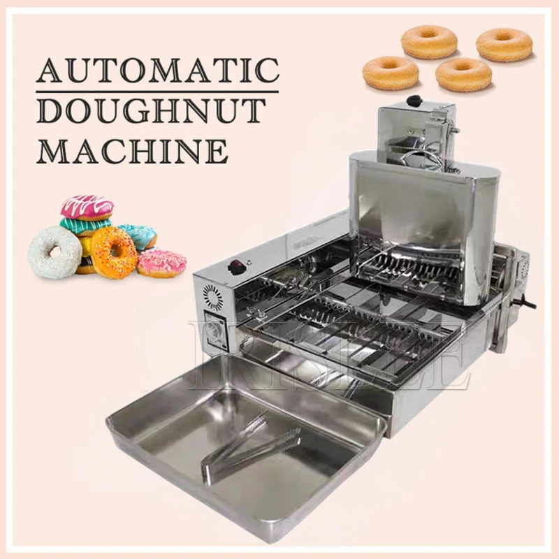 Kommerzielle 4-reihige automatische Donut-Maschine aus Edelstahl, Donut-Fritteuse für Bäckerei, Café, Snack-Produktion