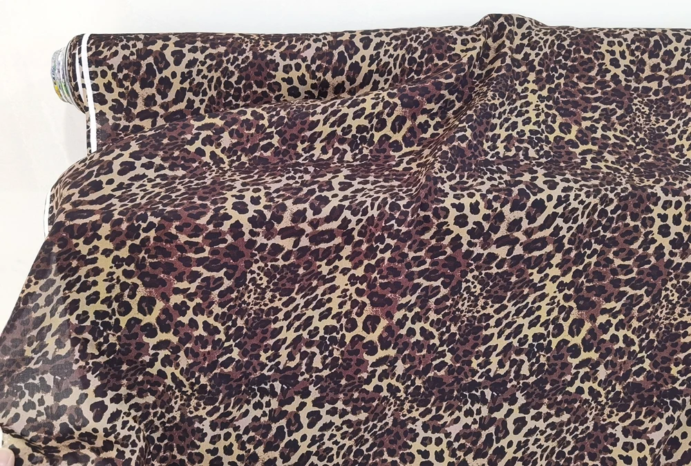 55\'\' Wide By Meter Africa Leopard Fabric Soft Dress Abaya Material Viscose Rayon