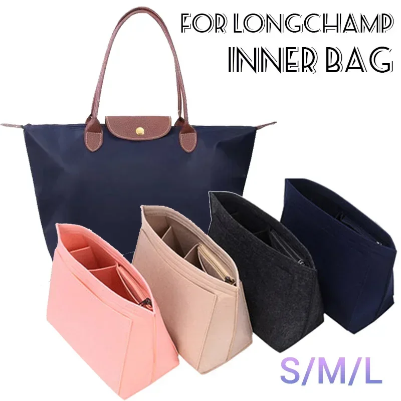 Felt Insert Bag Fits for Longchamp Handbag Liner Bag Felt Cloth Makeup Bag Support Travel Portable Insert Purse Organizer