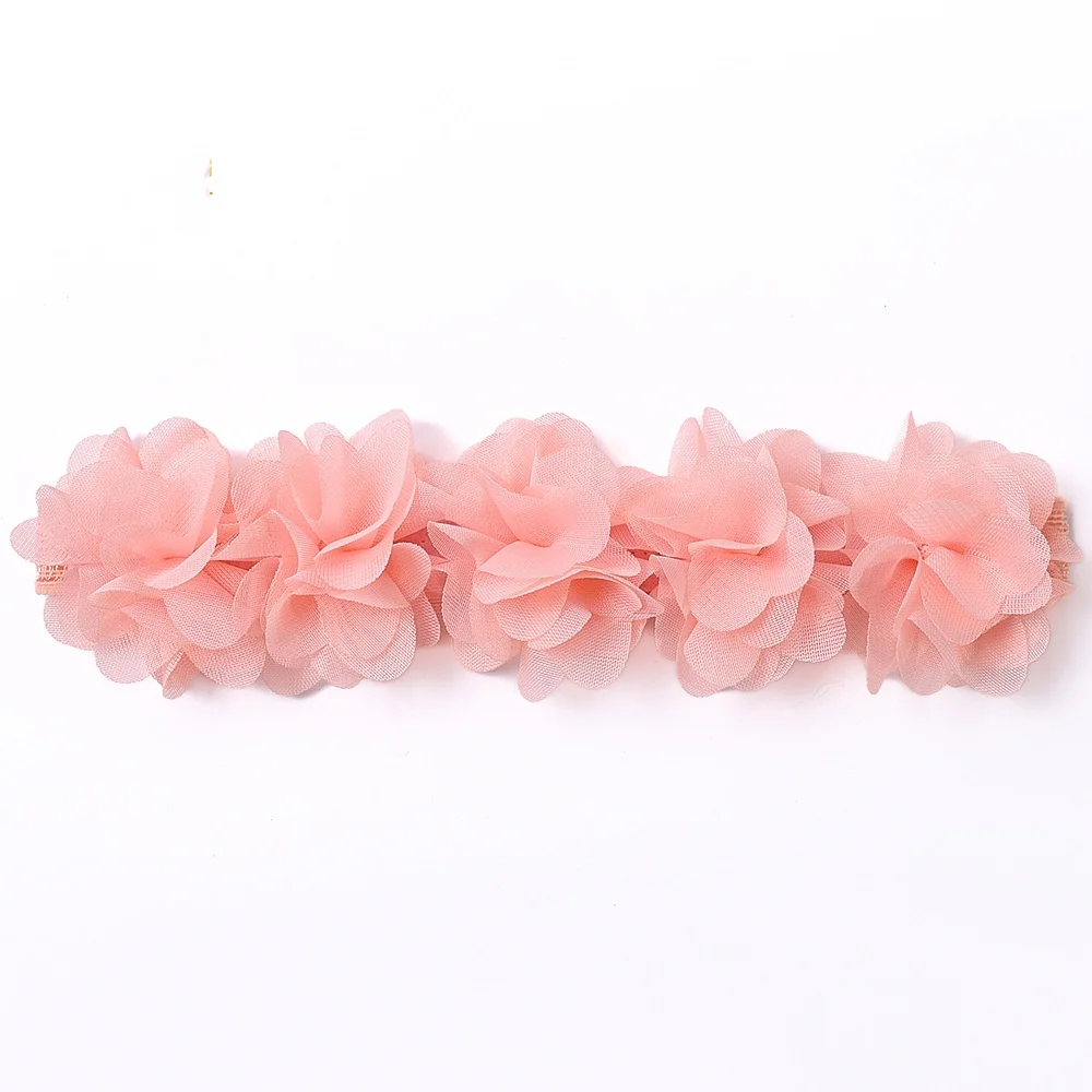 Summer solid color children hairband mesh handmade chiffon flower baby headwear pastoral style baby hair accessories wholesale