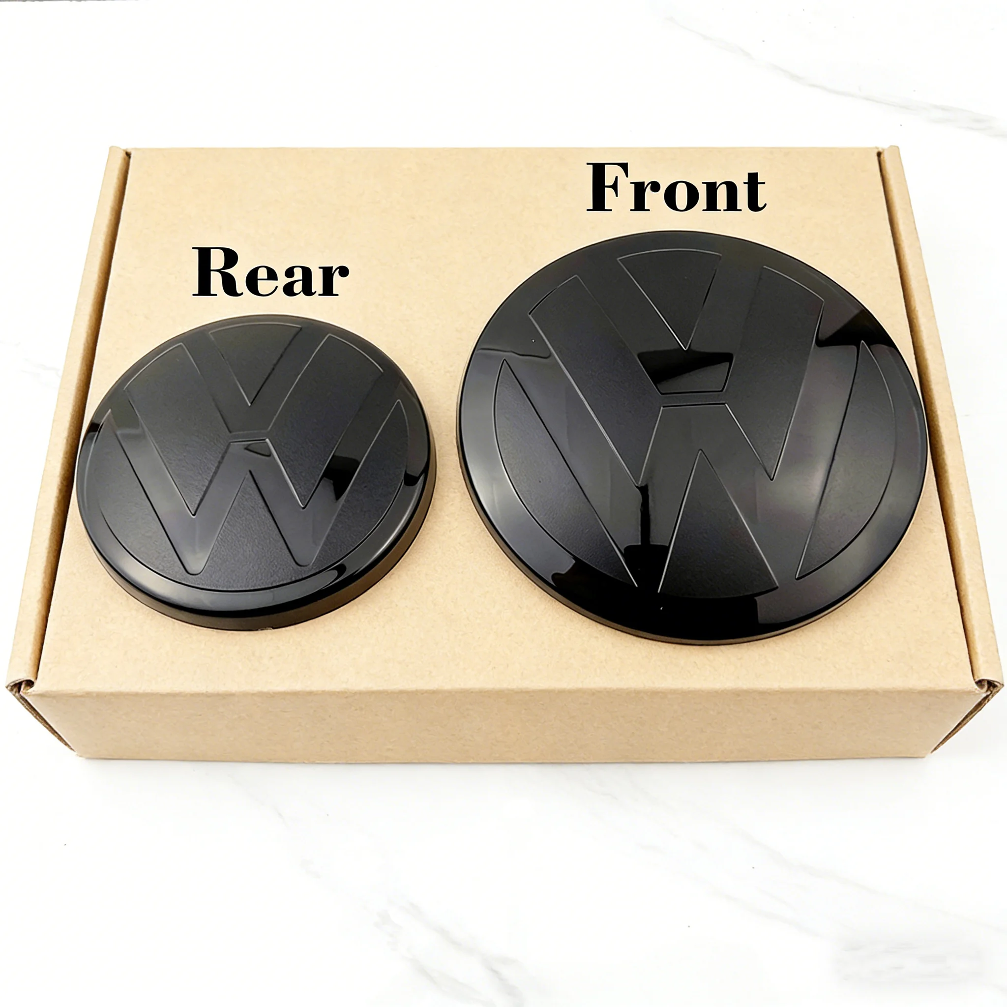 2 emblèmes avant et arrière pour VW Golf 7 Golf 6 Golf 7.5 Golf 8, logo noir modifié, couvercle de logo miroir plat, accessoires autocollants