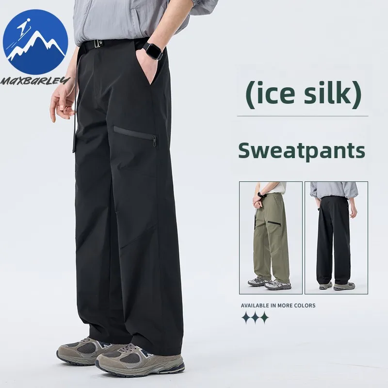 

Maxbarley Bicycle Pants Men Casual Thin Quick-drying Ice Silk Hiking Pants 2026 Spring New Camping Elastic Waist Sports Trousers