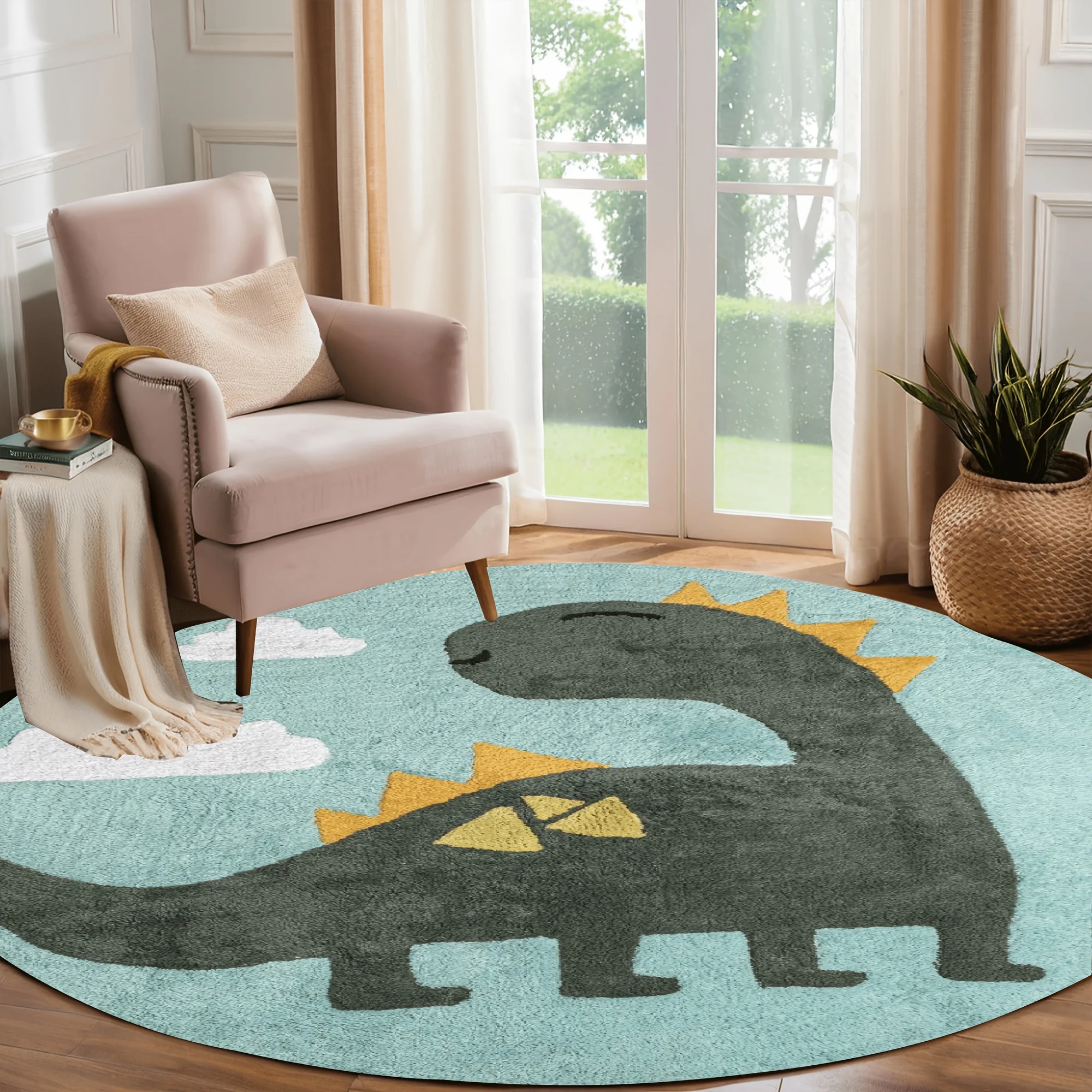 This Round Coffee Table Rug for The Living Room Is Washable And Showcases an Abstract Design with a Modern Touch And Easy Color Scheme. Made from Flannel, It Is Perfect for Decorating Your Home in The Spring And Summer