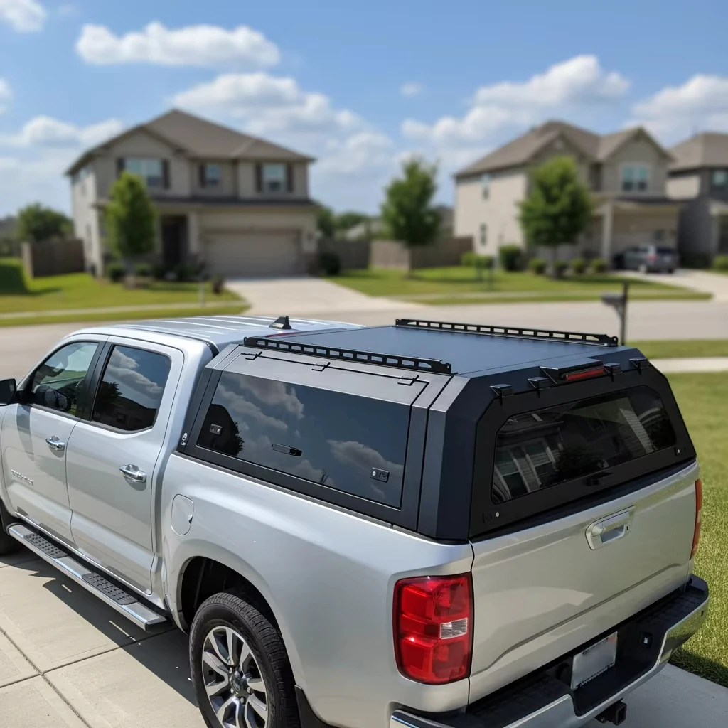 

Custom Fit Cap Truck Bed Topper Aluminum Camper Shell Pickup Steel Canopy for F150 1998-2003 Tailgate Locking Waterproof