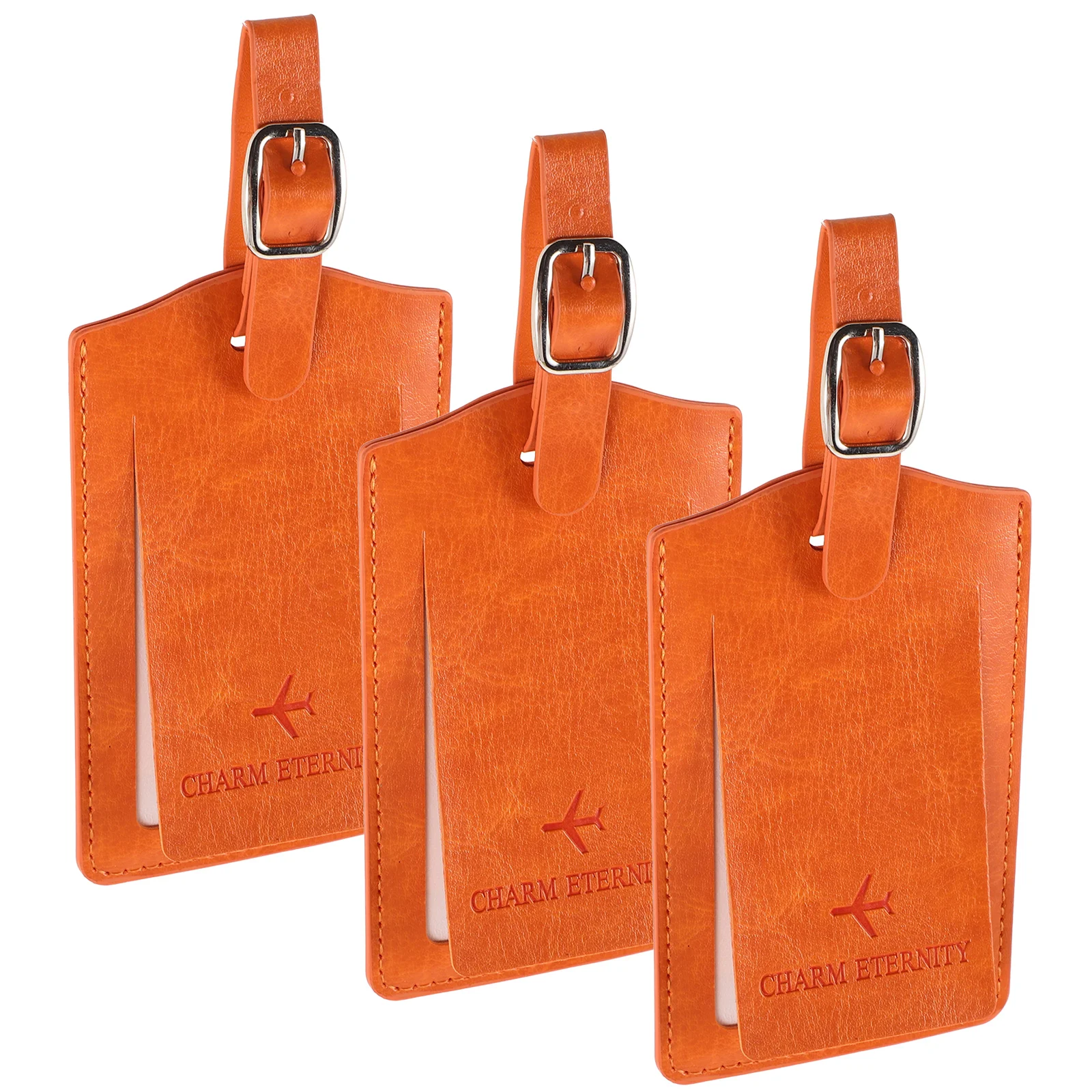 3 قطعة علامات الأمتعة لحقائب السفر الثقيلة حقيبة جلدية العلامات مع حامل بطاقة الاسم البرتقالي لوازم السفر لكرارا #1