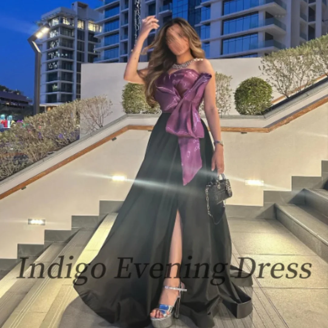 Indigo-Vestido largo hasta el suelo para mujer, traje Formal de fiesta con abertura, escote Corazón, 2024