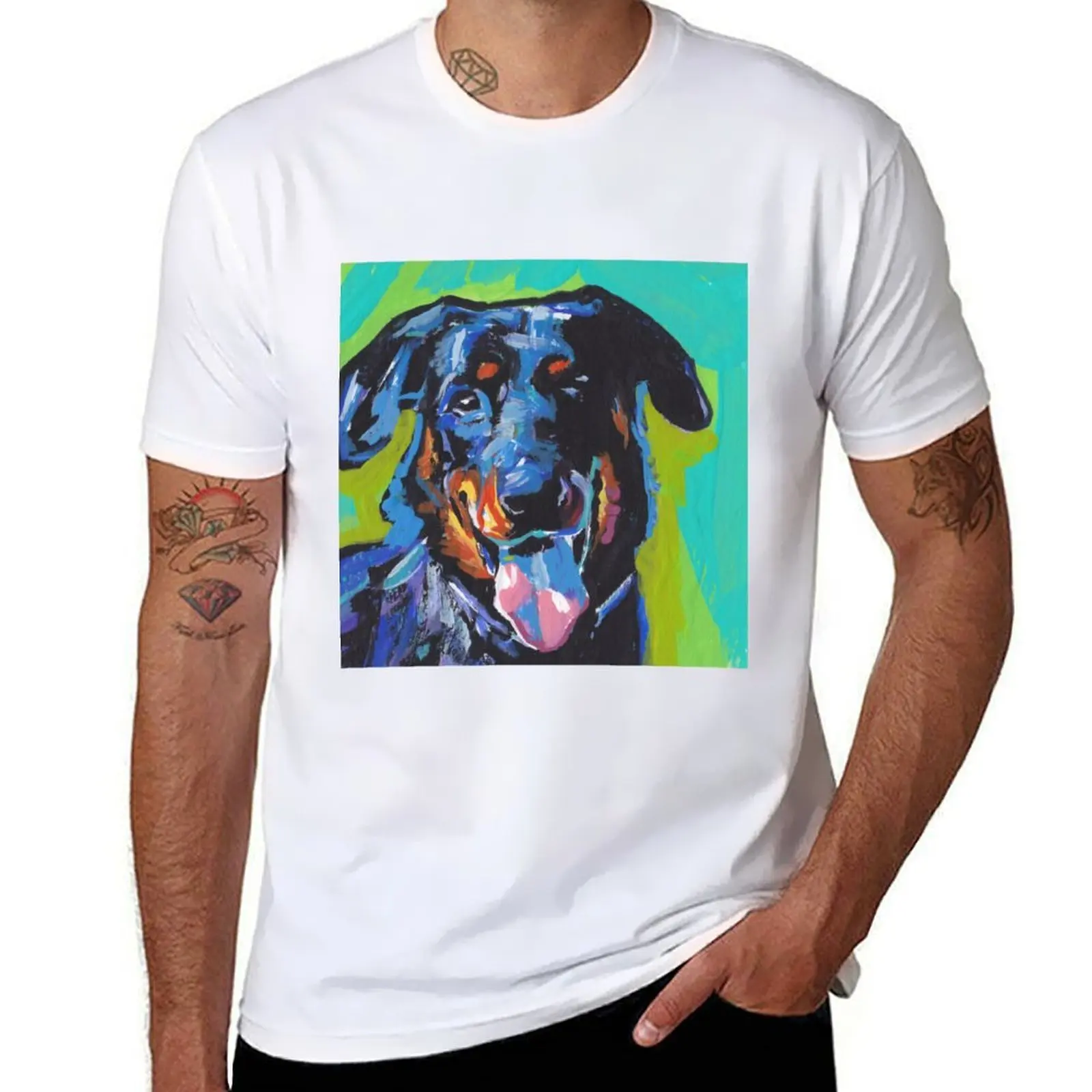 

Beauceron Dog Bright colorful pop dog art T-Shirt t shirts for man pack cotton man t shirts for men casual T-Shirt