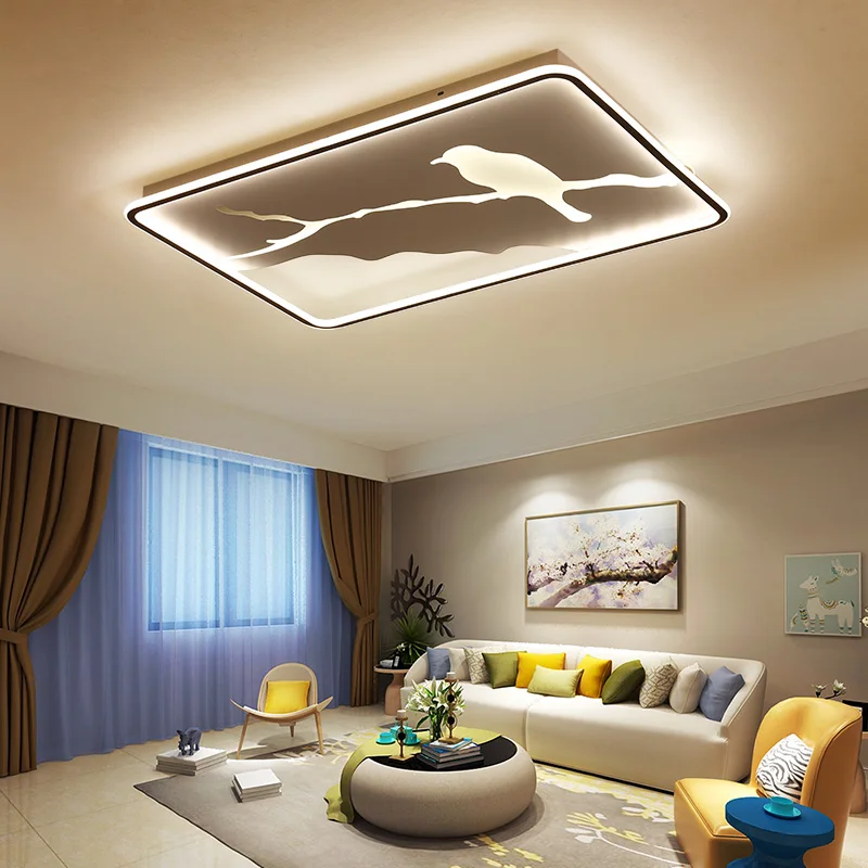 Best Hot Modern Led Chandelier For Living Room Bedroom Dimmable RC Round Rectangle Ceiling Chandelier White/Black Color Fixtures