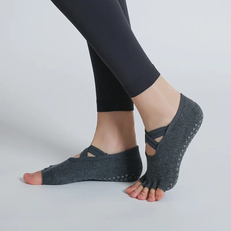 Damen Fünf-Finger-Yoga-Socken Professionelle Silikon-Antirutsch-Ballett-Pilates-Socken Atmungsaktive Bandage-Yoga-Sportsocken für Frauen – Detail 5