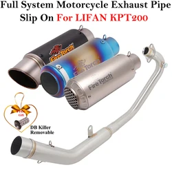 Full Systems For LIFAN KPT200 KPT 200 Motorcycle Exhaust Muffler Escape Front Middle Link Pipe Carbon Fiber Tube Connector