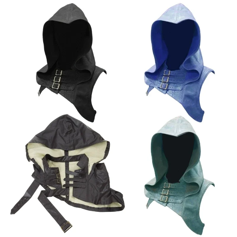 

Регулируемый средневековый готический капюшон из искусственной кожи, плащ с капюшоном в стиле стимпанк, накидка для мужчин и женщин, аксессуар для костюма для косплея