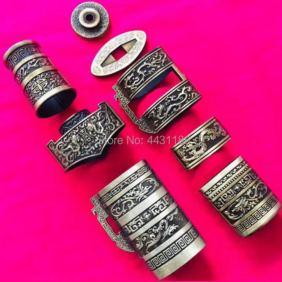 A Set Chinese WuShu TaiChi Sword DIY Accessory Kirsite Carved Lucky Dragon For KungFu Han Jian Fittings Nice Metal Crafts