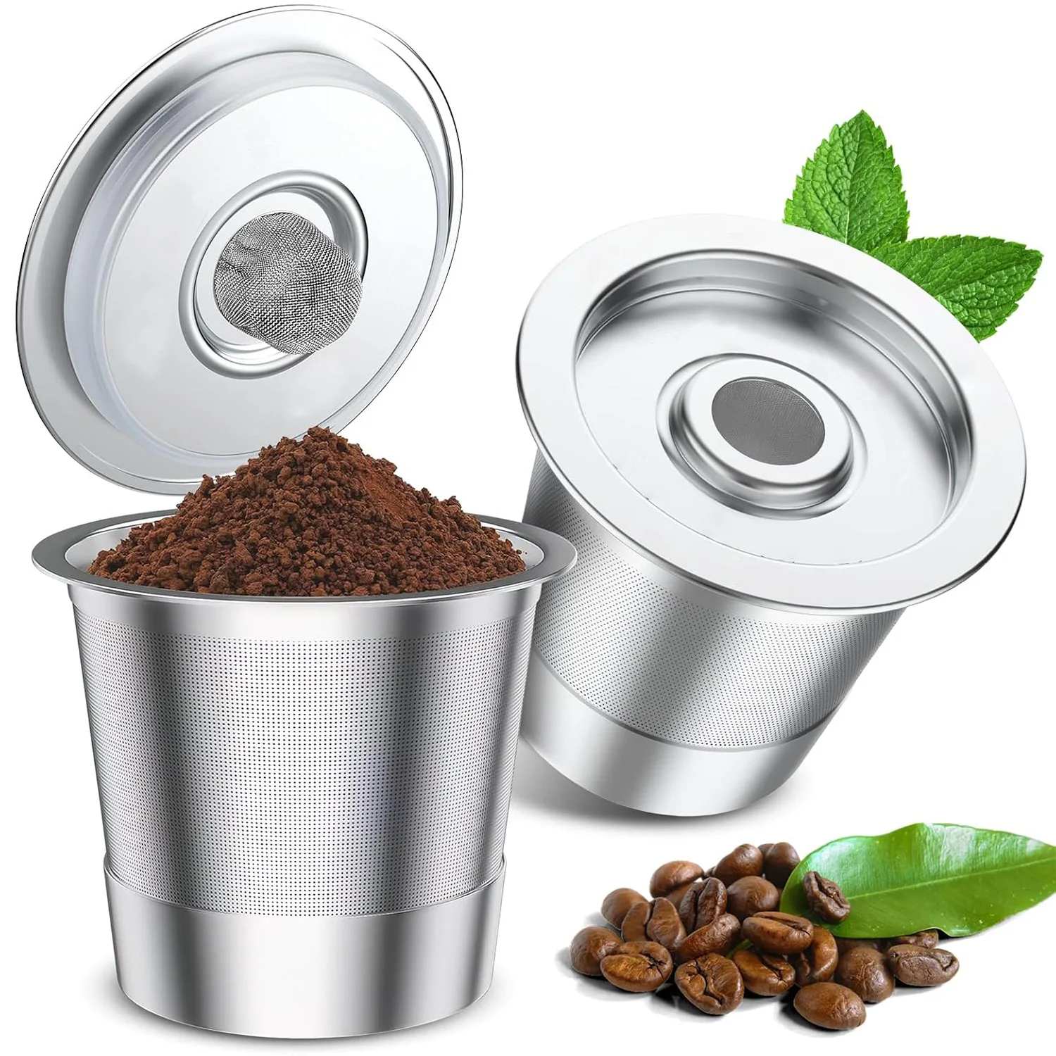 

Reusable Stainless Steel Coffee Filter, Refillable K Cup Pods Compatible with Keurig 1.0 & Ninja Single Serve Coffee Makers