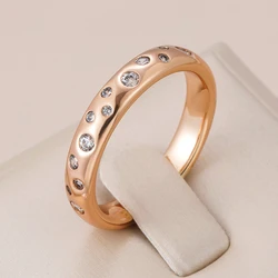 Kinel New 585 Rose Gold Color Full Circle Ring For Women Girl Fashion Natural Zircon Accessories High Quality Daily Jewelry