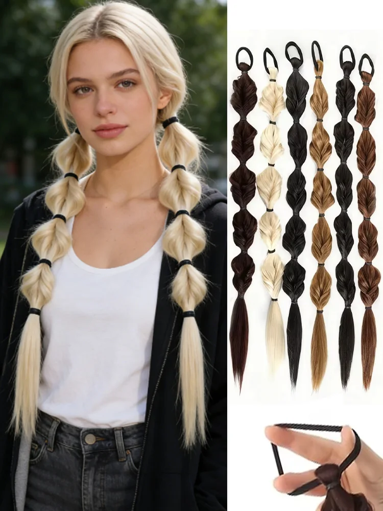 

20-дюймовый парик с хвостиком, женская пузырчатая коса, натуральная краска, твист-коса, завязанная дредами, 2 предмета, коса-фонарь с хвостиком