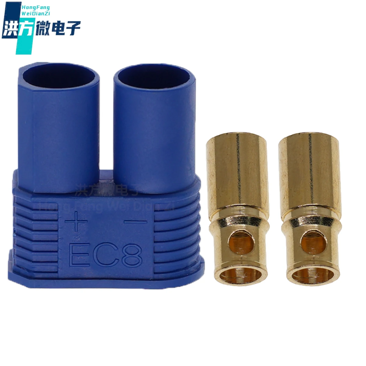 5PCS original,  EC8,aeromodelling banana plug, cable, welding,100A, Blue， Male terminal, female housing, UL94VO, PA. EC8-F