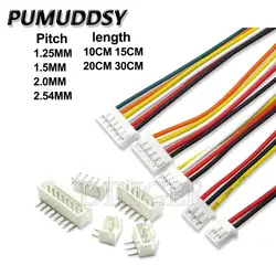 5Sets JST1.25 ZH1.5 PH2.0 XH2.54 Connector Female + Male 2/3/4/5/6/7/8/9/10P Plug With Cable 10/20/30cm with bend PIN 2.54MM