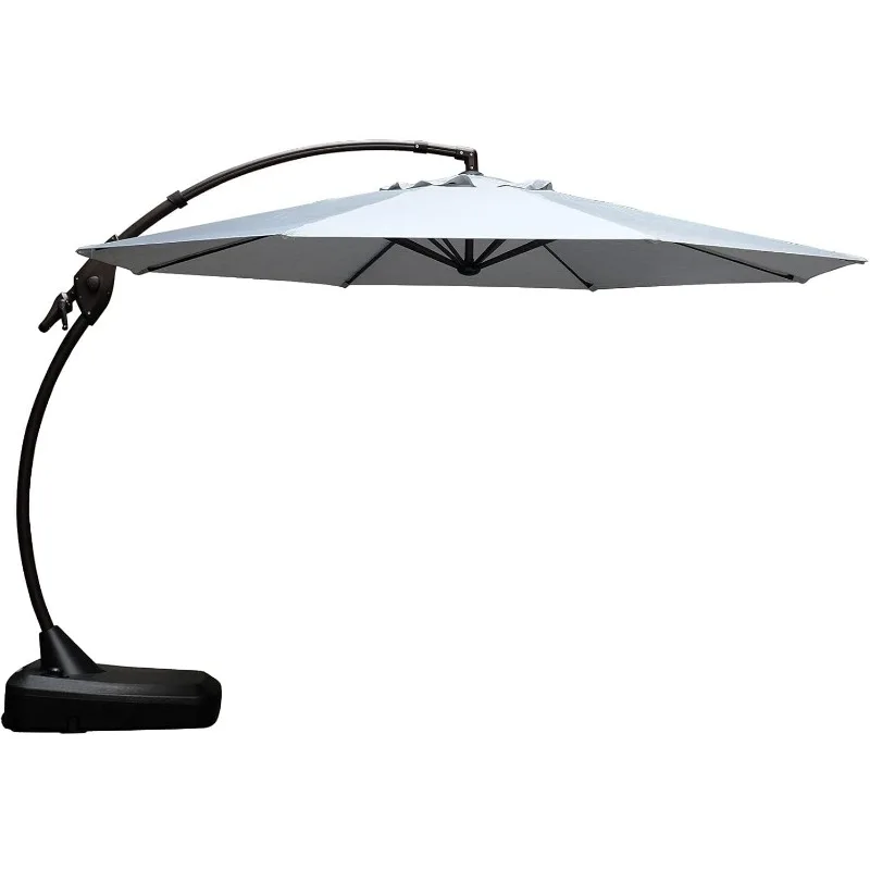 12 FT Sunbrella Cantilever Umbrella with Base Outdoor Aluminum Offset Umbrella Round Shade with Tilt Adjustment