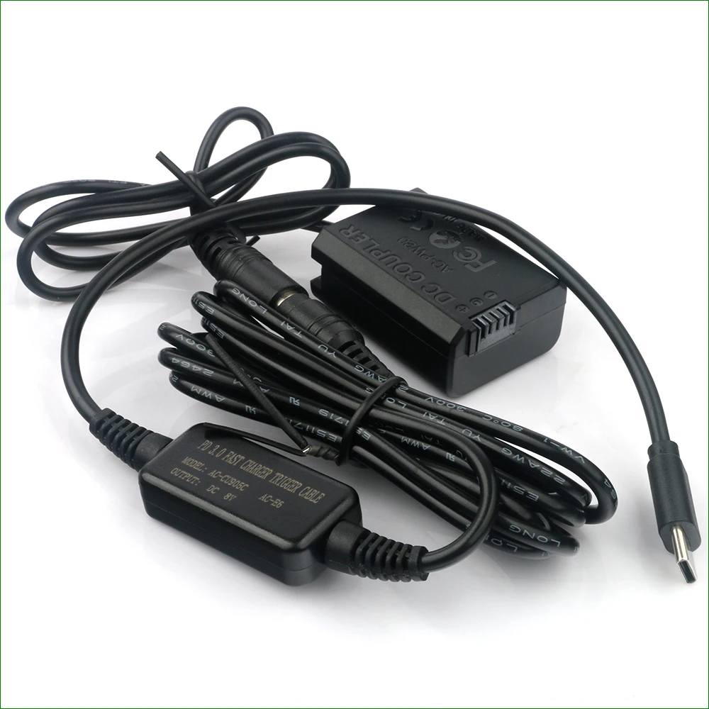 Adaptador de corriente de batería ficticia USB tipo C AC-PW20, acoplador de CC para Sony a7R, a7S II, NP-FW50, ILCE-7RM2, A7RM2, a7 II, ILCE-7SM2