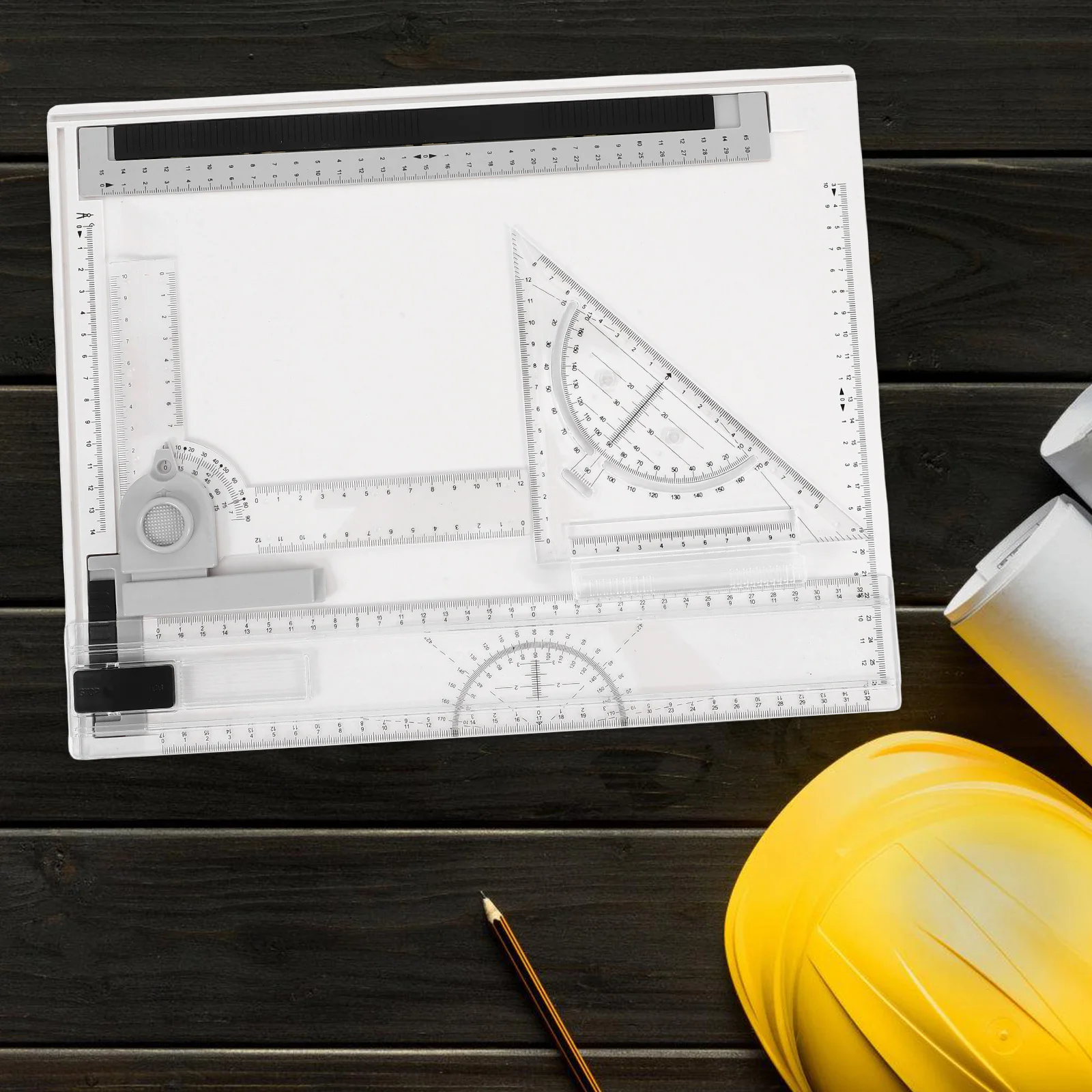 مجموعة واحدة من لوحة الرسم المحمولة مقاس A4، مجموعة أدوات صياغة متعددة الوظائف، موازين دقيقة، مساطر رسم العمارة، استخدام السفر في الهواء الطلق