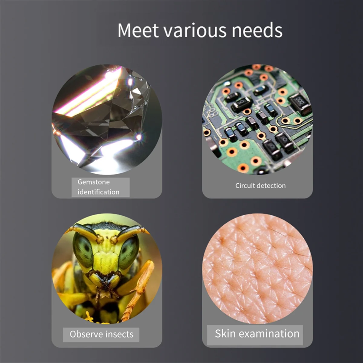 Microscopio inalámbrico, microscopio Digital de mano, WiFi, USB, aumento inalámbrico de 50 a 1600x, 8 LED con soporte de Metal