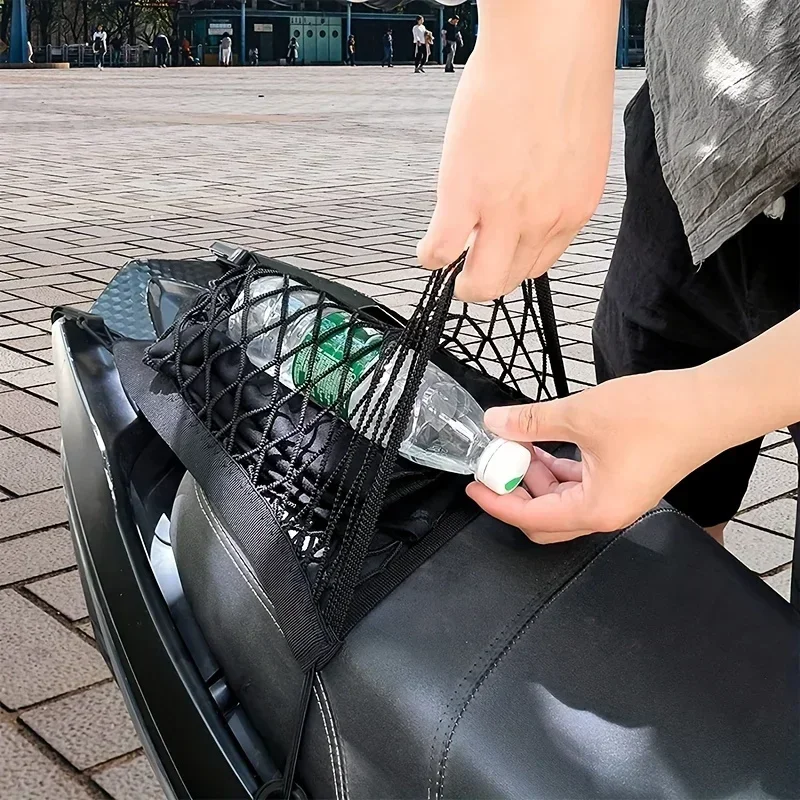 

Сетка для нагрузки мотоцикла, высокоэластичная двухслойная мотоциклетная сетка для хранения корпуса, эластичная сетка для нагрузки 10 x 11 дюймов с крючками, сетка