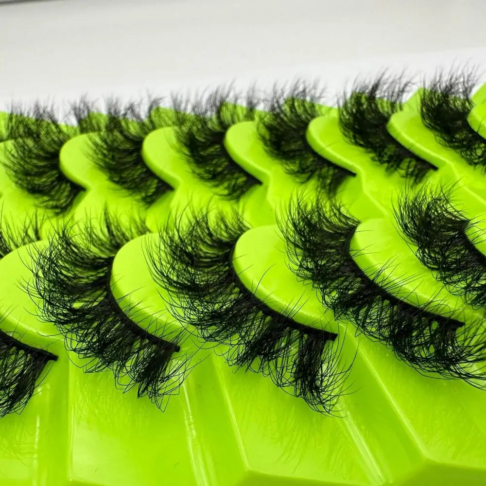 7 Pairs Natural Long False Eyelashes Thick Fluffy Lashes Eyelash Extension Cat Eye Eyelashes Reusable Soft Curled 3D Mink Lashes