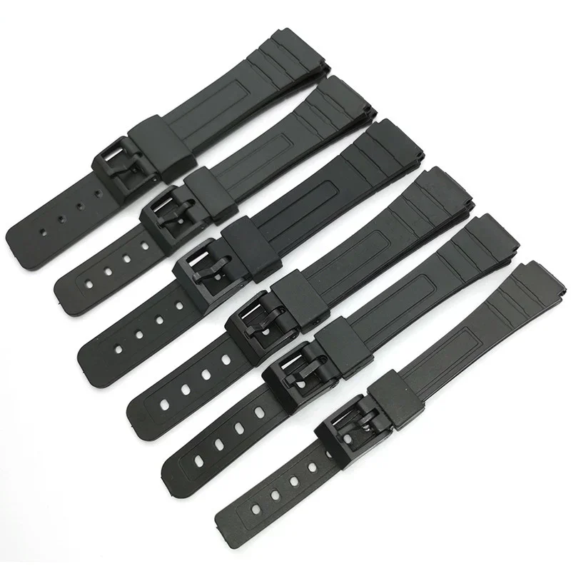 16mm 18mm 20mm Silicone Watch Strap for Casio W800H Black PU Resin Bracelet SGW400 F91W F84 F105/108/A158/168 AE1200/1300