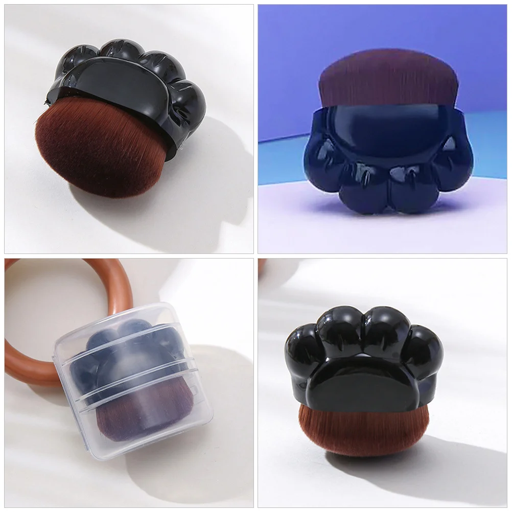 猫の足型メイクブラシ ソフト合成毛 ファンデーション チーク パウダー フェイスブラシ リキッド ルースパウダー トラベル用