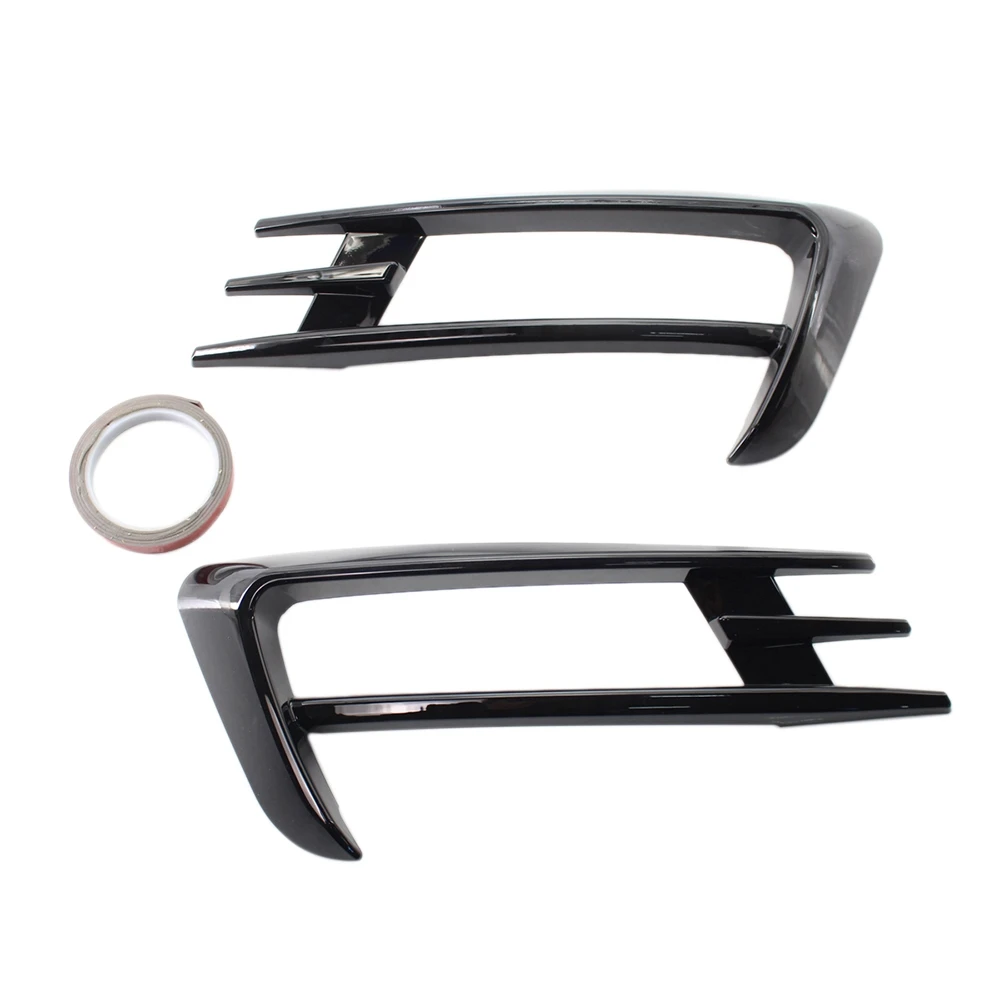 

Black Front Bumper Fog Light Grilles Fog Lamp Eyebrow Cover Trim for Golf 7 MK7 2014 2015 2016 2017