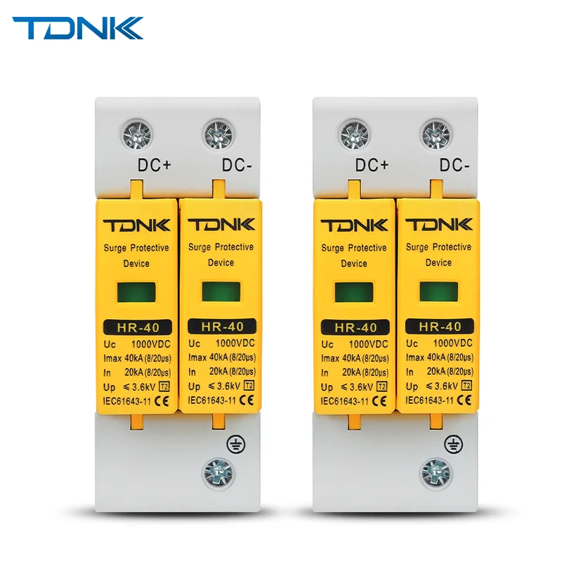 Surge Protective Device, SPD, DC 500V 800V 1000V 2PDC1000V, 20KA ~ 40KA, Low-voltage Arrester, House Din Rail, 2 Poles Protector
