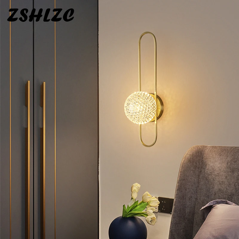 

Nordic All Copper Wall Lamp Art Creative Wall Light LED Sconce Light For Living Room Bedroom Aisle Corridor Stair Cloakroom Deco