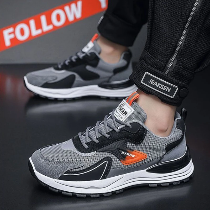 Tênis Masculino Fashion Versátil em Malha Respirável Antiderrapante para Corrida e Esportes - Calçado Esportivo Masculino